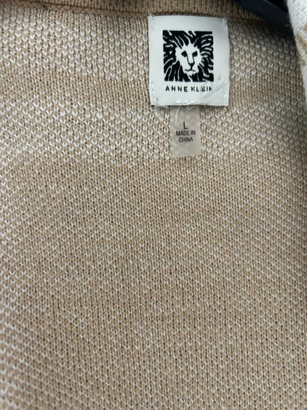 Anne Klein Camel & White Plaid Cardigan Coat - Picture 4 of 5